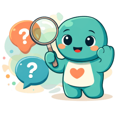 Mascote GoFamli com lupa buscando respostas